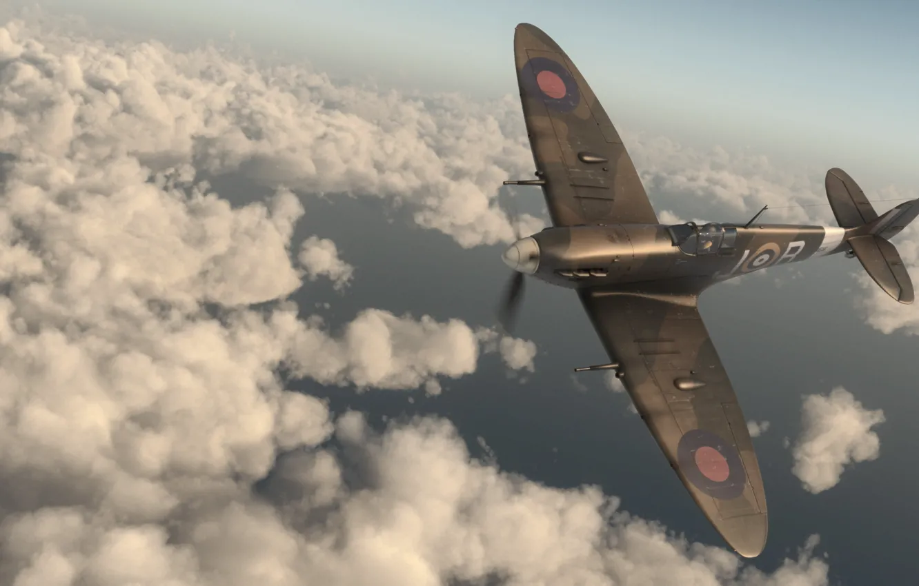 Photo wallpaper clouds, flight, art, the plane, military