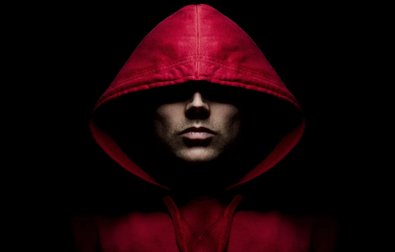 Photo wallpaper red, man, jacket, shades