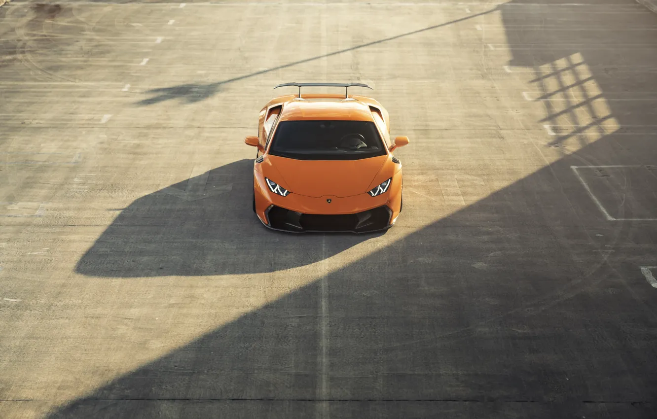 Photo wallpaper Lamborghini, Orange, Parking, VAG, Huracan