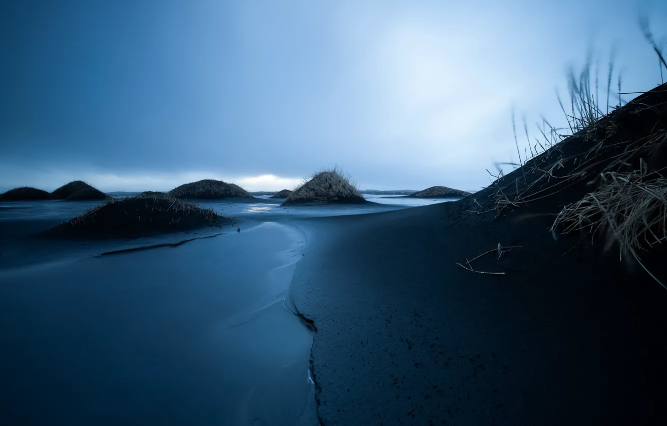 Photo wallpaper sea, night, shore