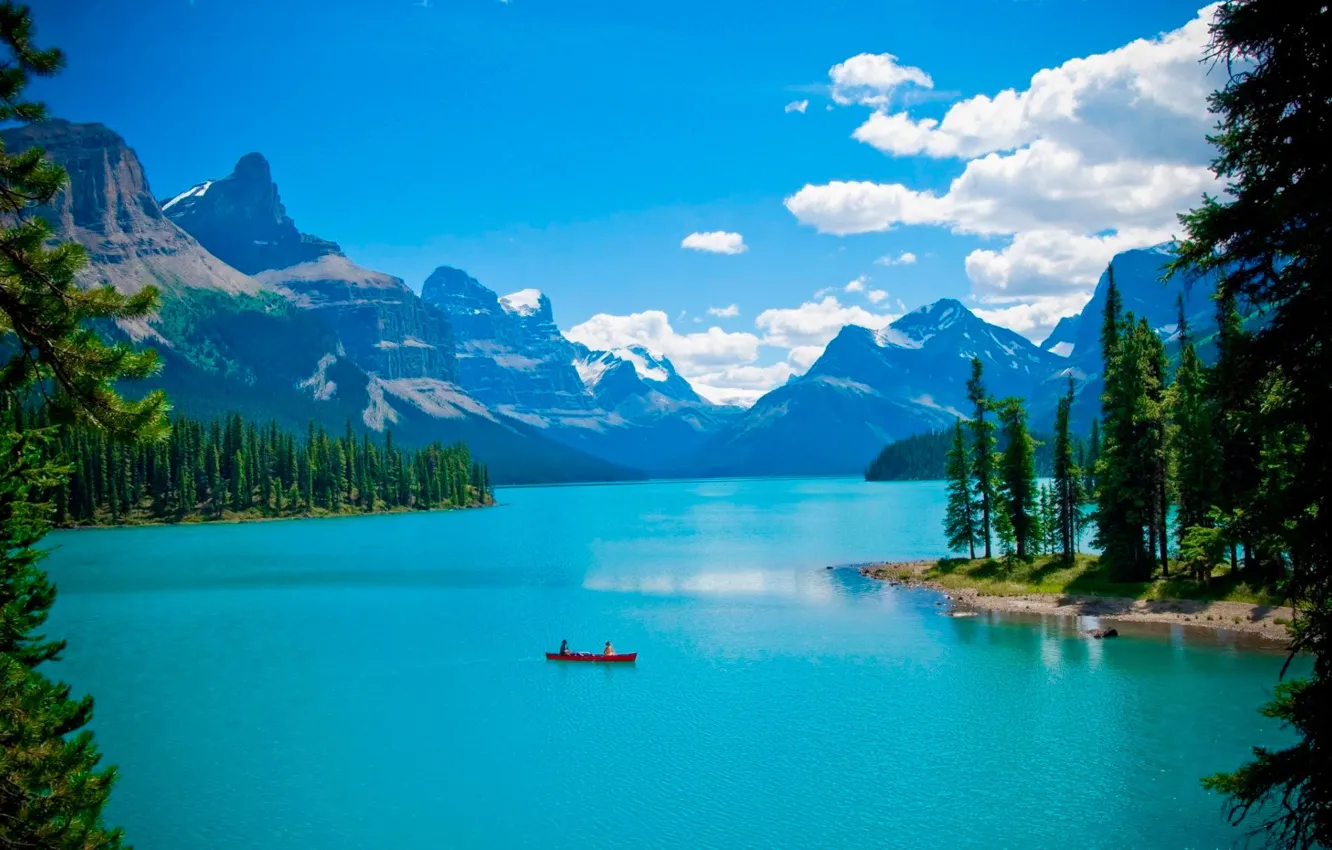 Photo wallpaper sea, the sun, landscape, mountains, the ocean, boat, home, beauty