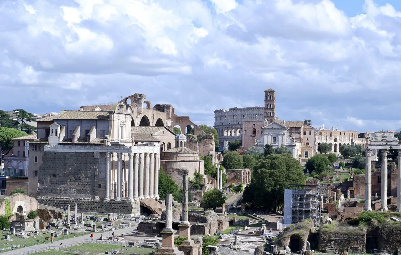 Photo wallpaper Rome, Italy, ruins, Forum, Palatine