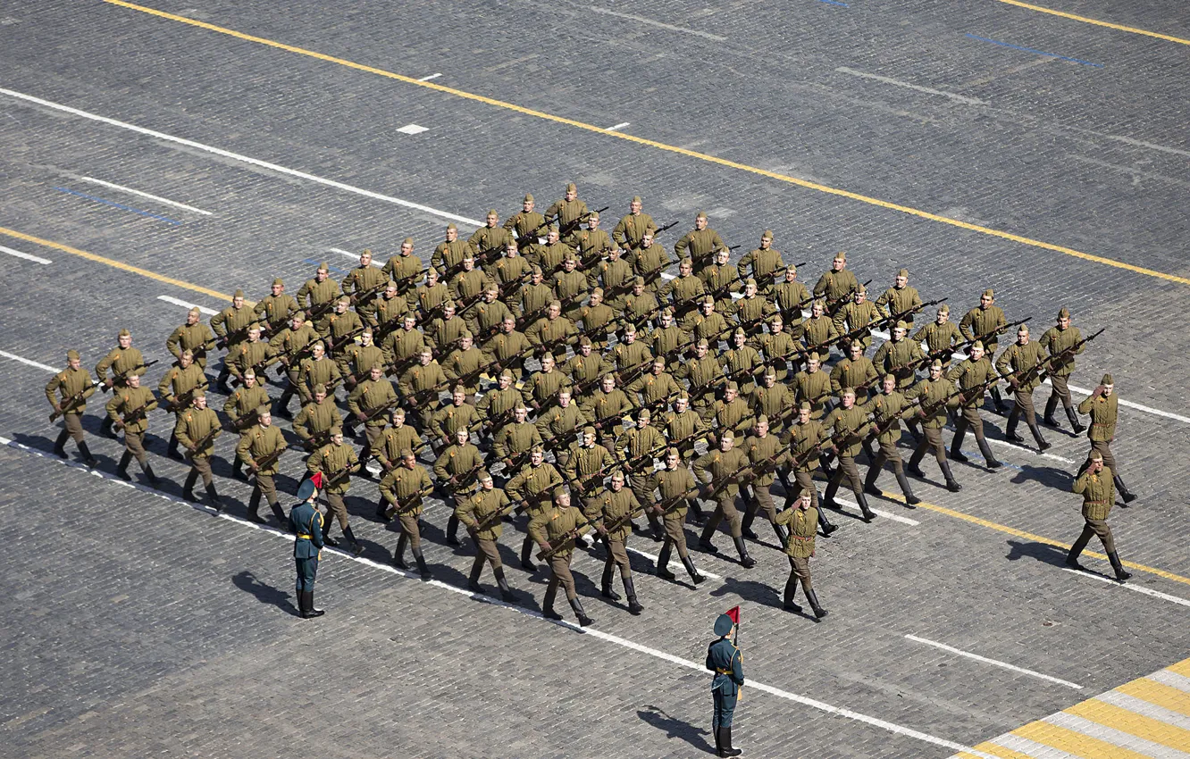 Photo wallpaper holiday, soldiers, victory day, form, parade, WWII, red square, March