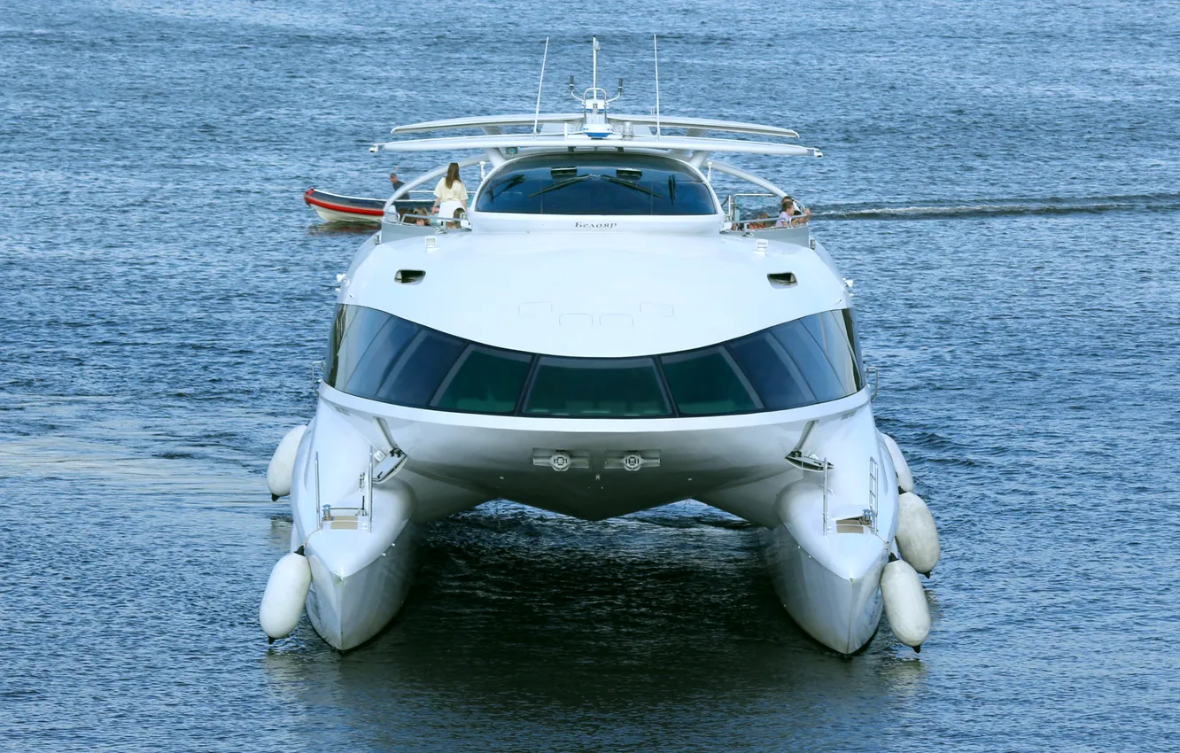 Photo wallpaper catamaran, ship, river