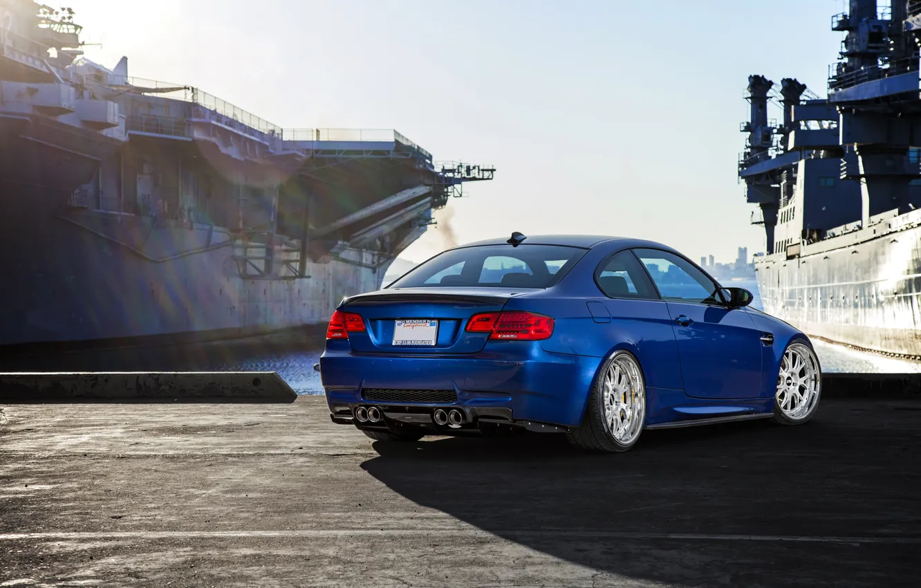 Photo wallpaper blue, ship, BMW, back, e92, blueббмв