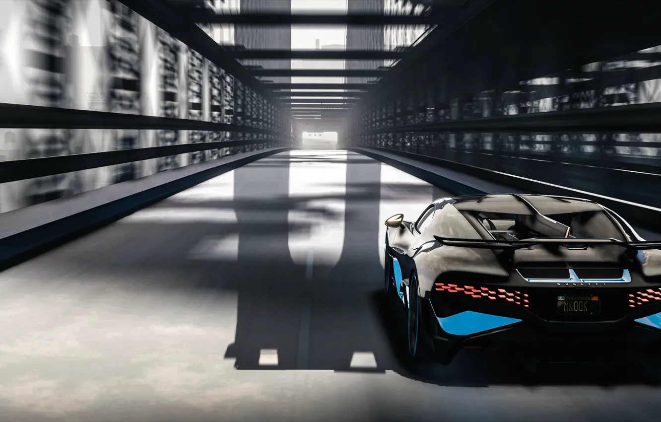 Photo wallpaper rendering, Bugatti, supercar, rear view, 2018, hypercar, Divo