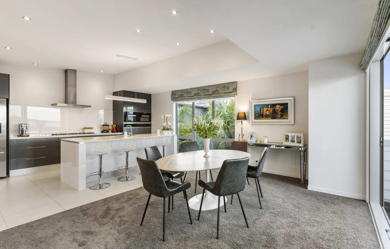 Photo wallpaper design, style, interior, New Zealand, kitchen, Auckland, dining room, North Shore