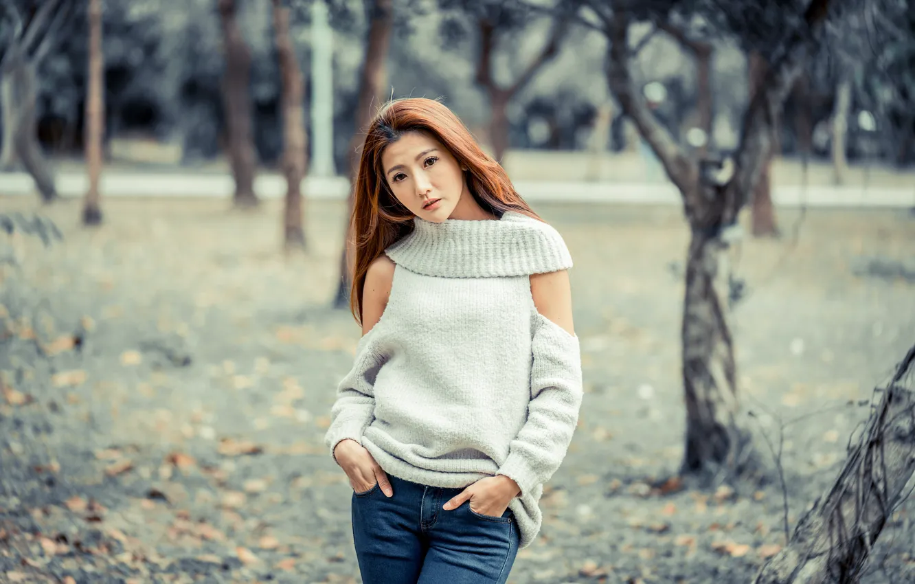 Photo wallpaper girl, pose, Asian