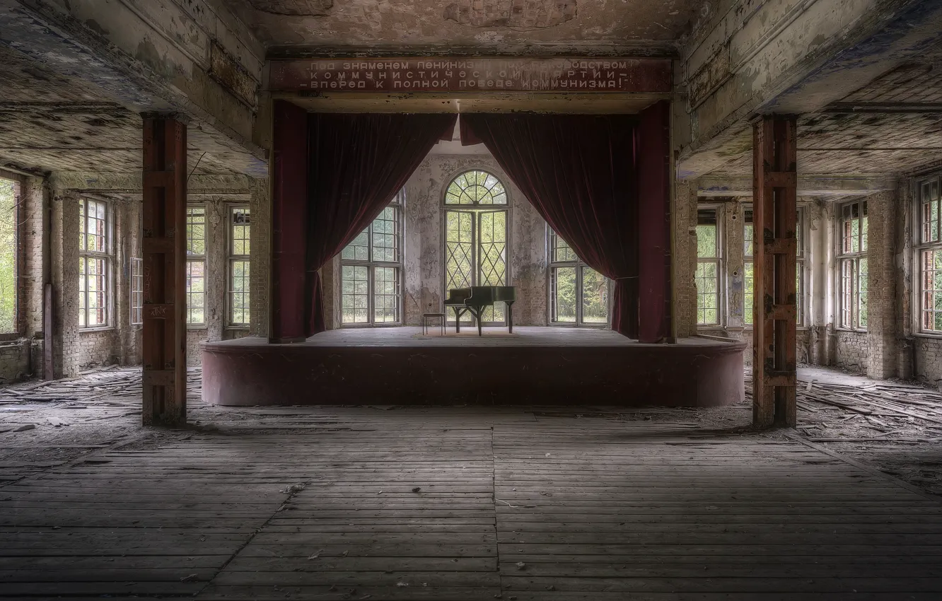 Photo wallpaper music, hall, piano