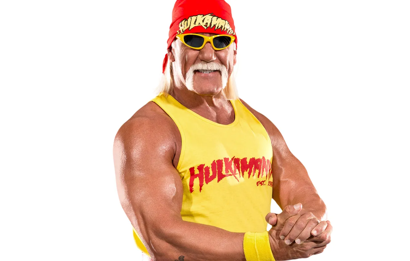 Photo wallpaper mustache, pose, glasses, Hulk Hogan, actor, wrestler, biceps, showman