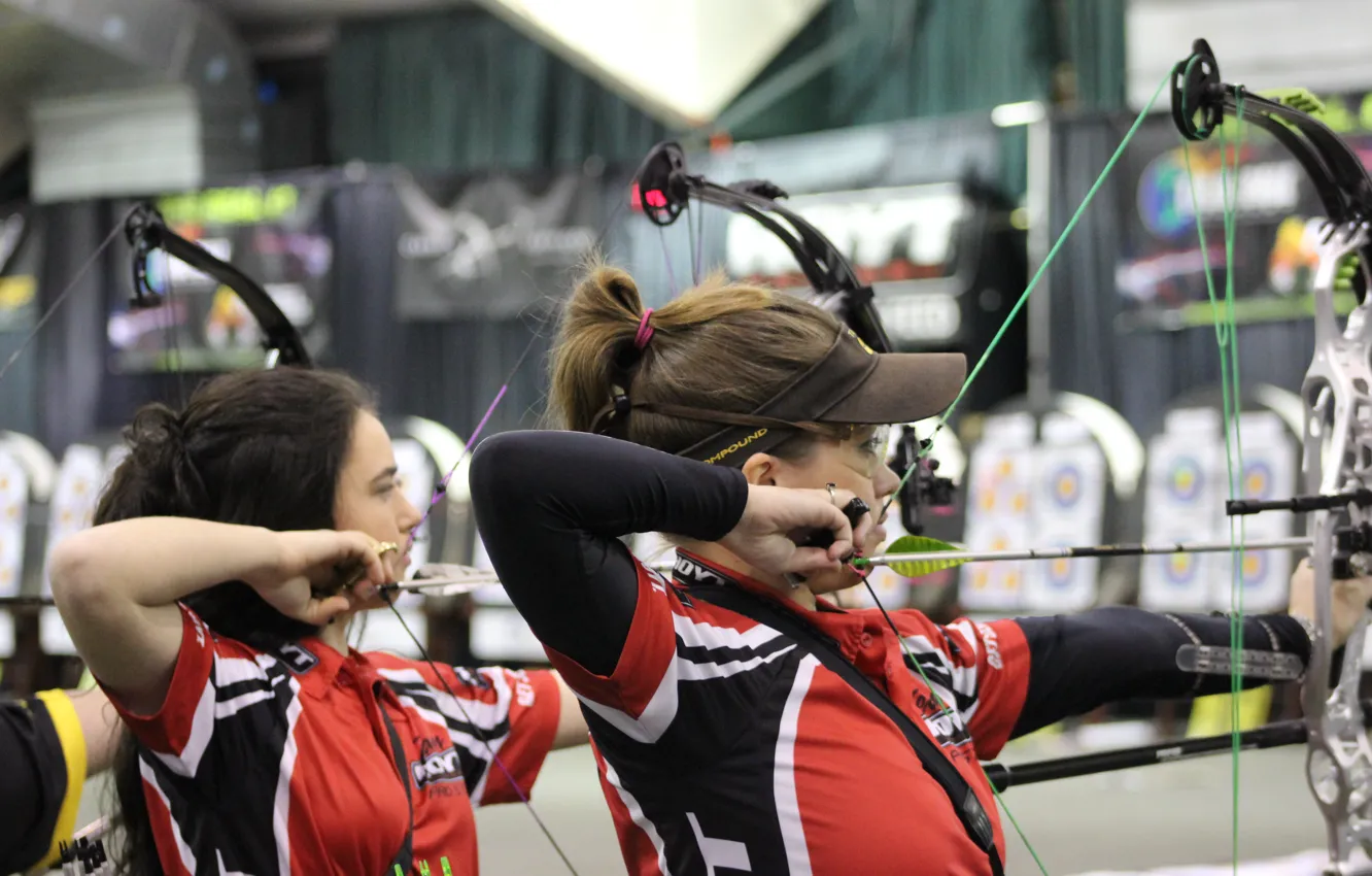 Photo wallpaper women, arrows, shooting, archery