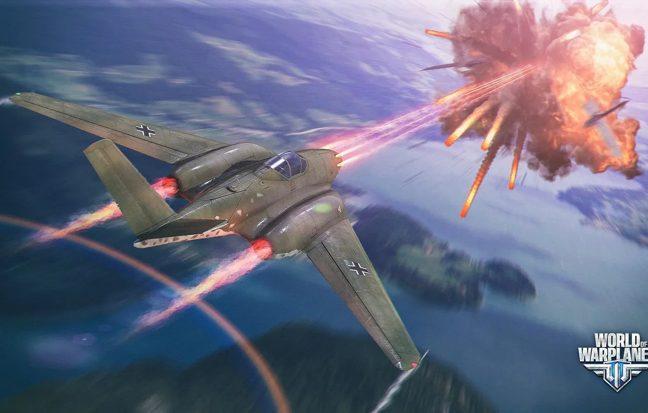 Photo wallpaper the explosion, the plane, aviation, air, MMO, Wargaming.net, World of Warplanes, WoWp