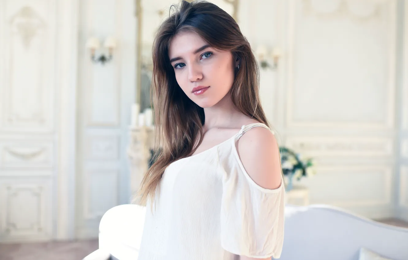 Photo wallpaper girl, woman, young, beautiful, hair, clothing, looking, mouth