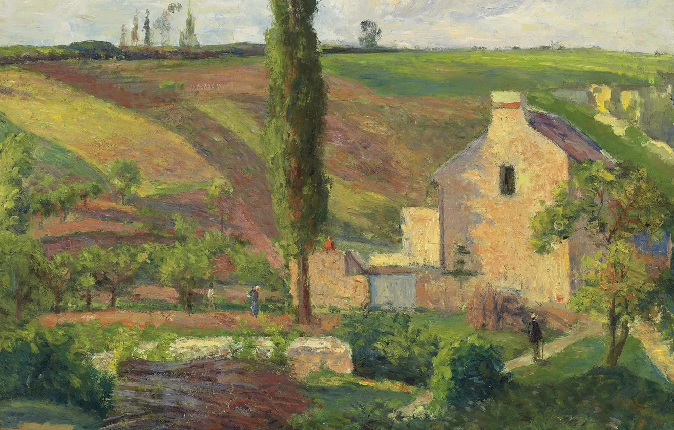 Photo wallpaper landscape, picture, Camille Pissarro, Hill Maturin in the Hermitage. PONTOISE