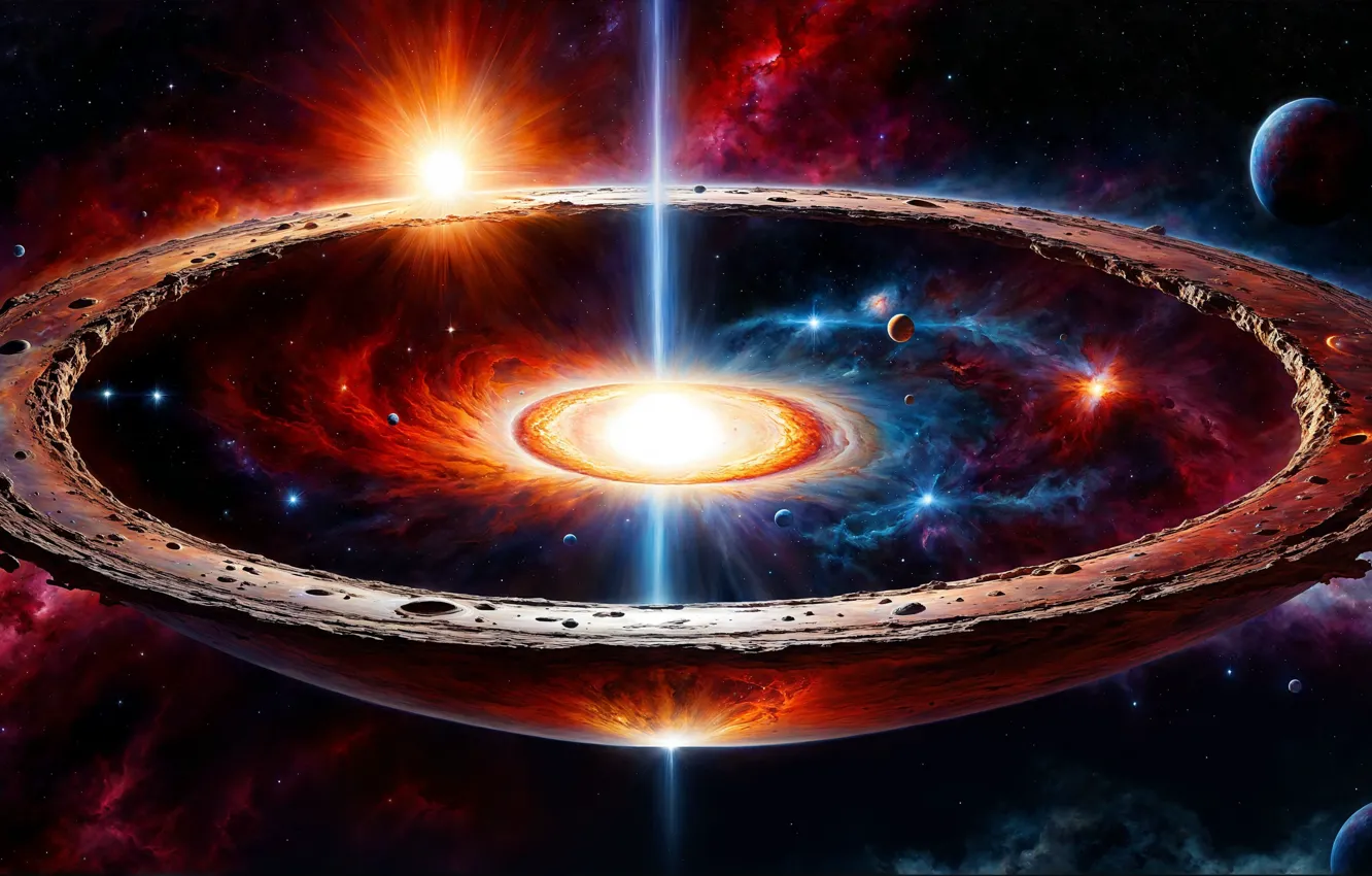 Photo wallpaper space, lights, ring