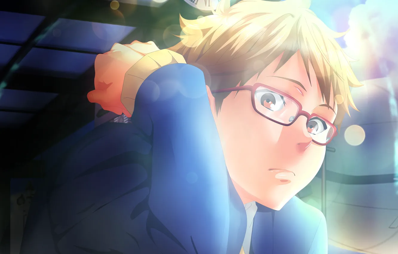 Photo wallpaper glare, guy, Beyond, Kyoukai no Kanata