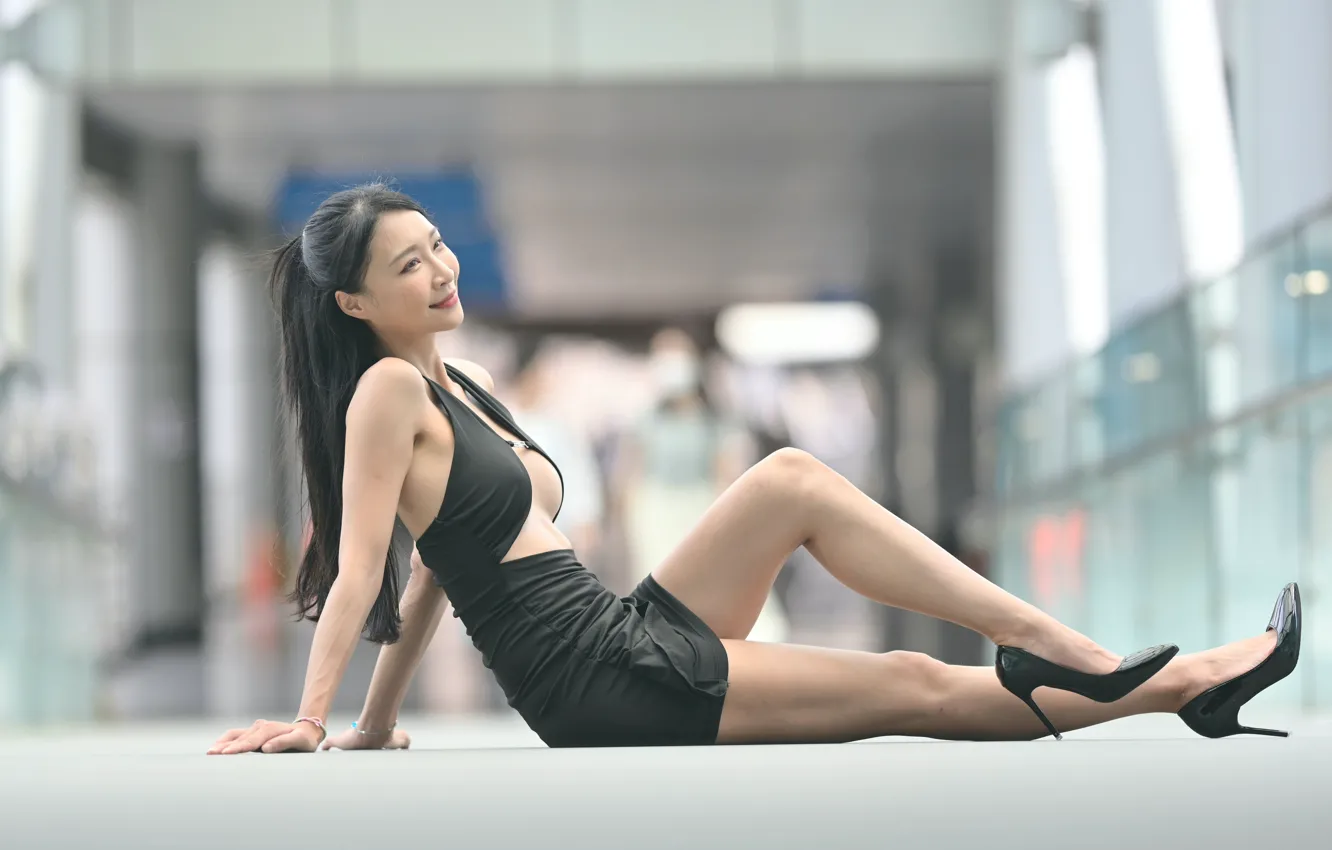 Photo wallpaper sexy, pose, model, building, portrait, makeup, figure, dress