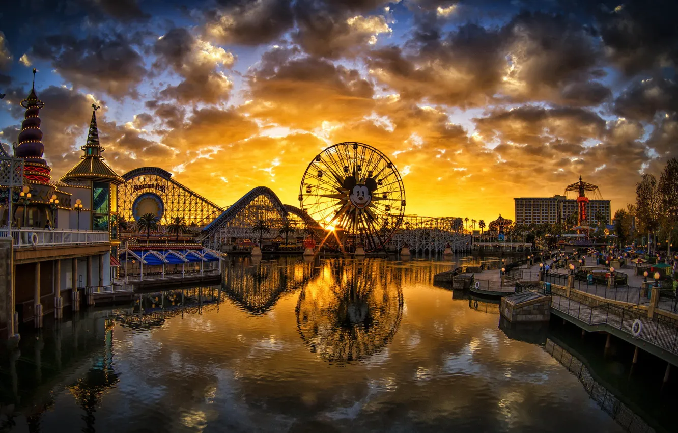 Photo wallpaper sunset, California, Disneyland, Paradise Pier Sunset