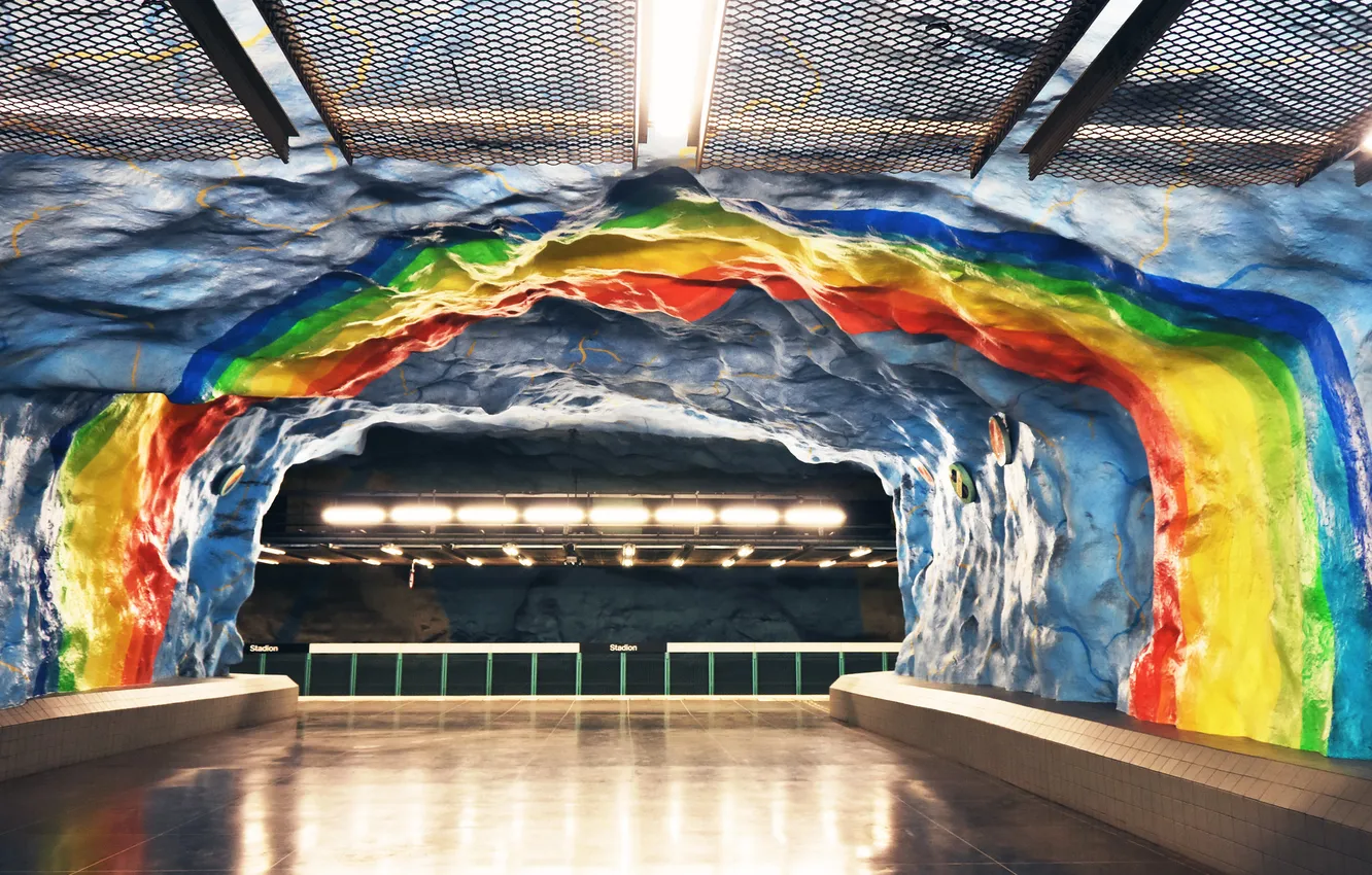 Photo wallpaper rainbow, pass, the tunnel