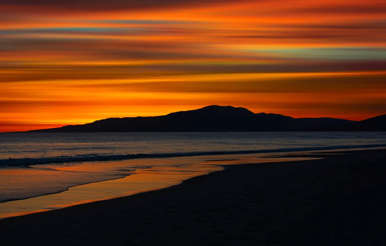 Photo wallpaper Serenity, Andalusia, Tarifa, sunset on the beach
