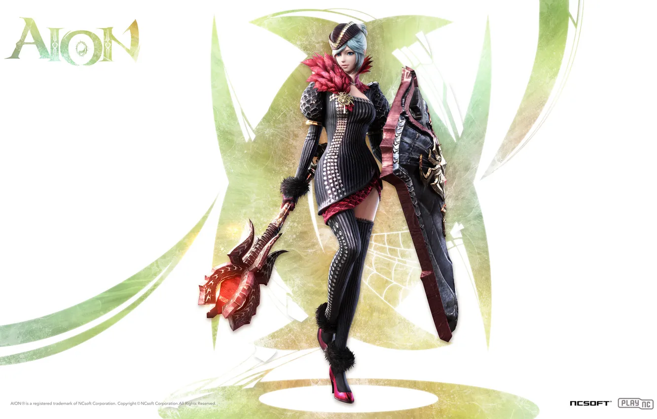 Photo wallpaper girl, red, black, the guardian, Aion