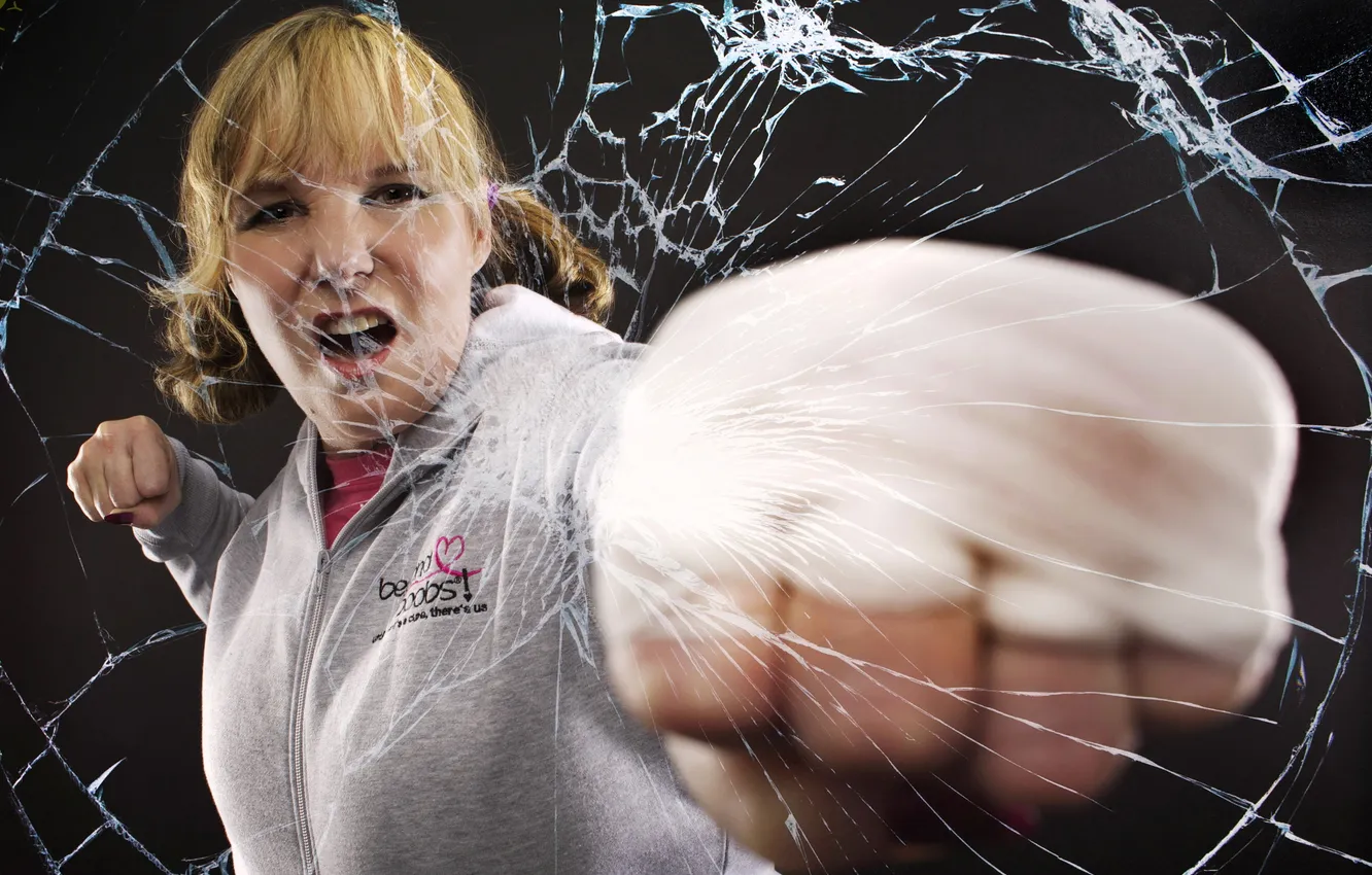 Photo wallpaper glass, girl, the situation, blow