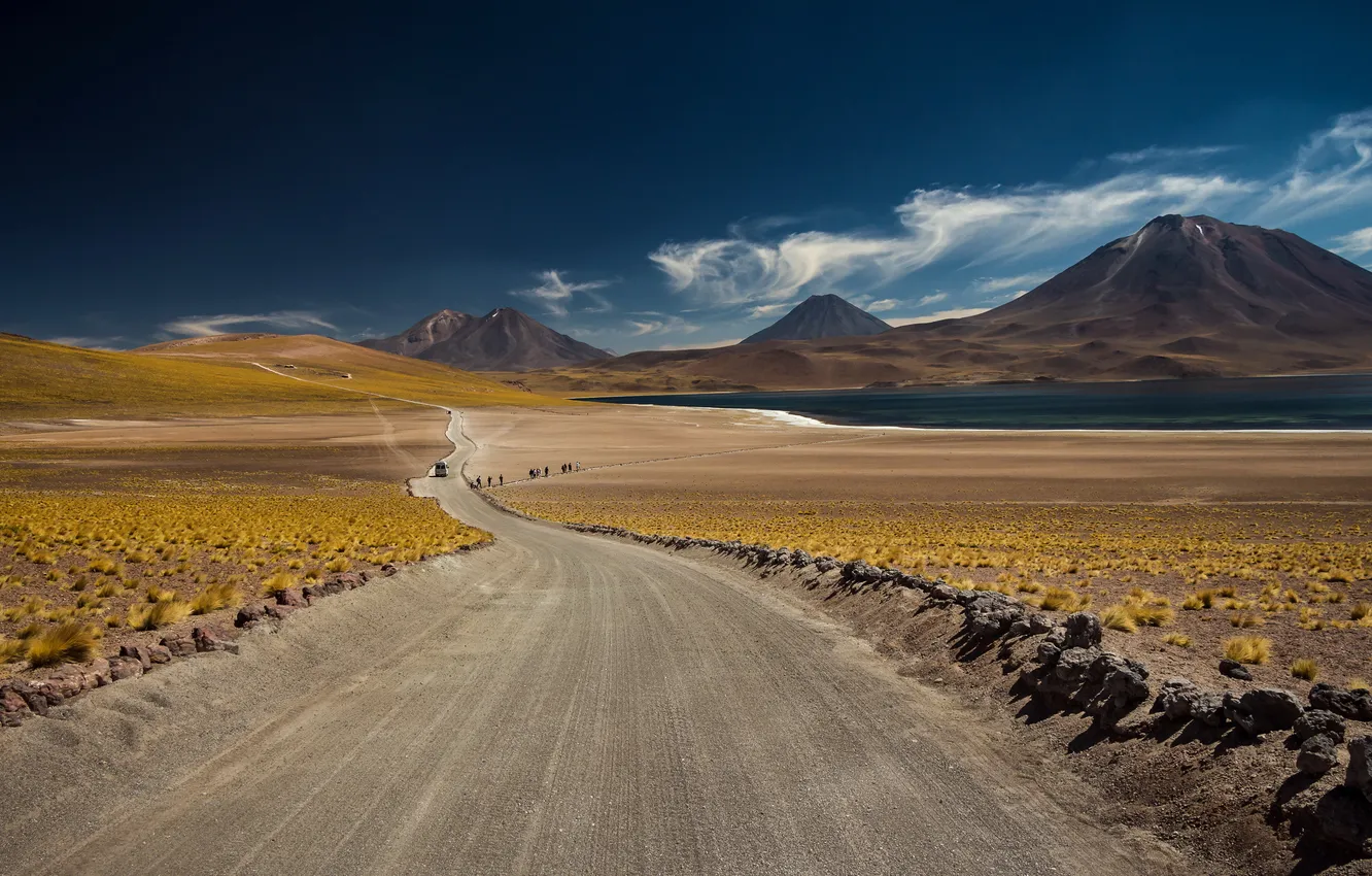 Photo wallpaper road, mountains, desert