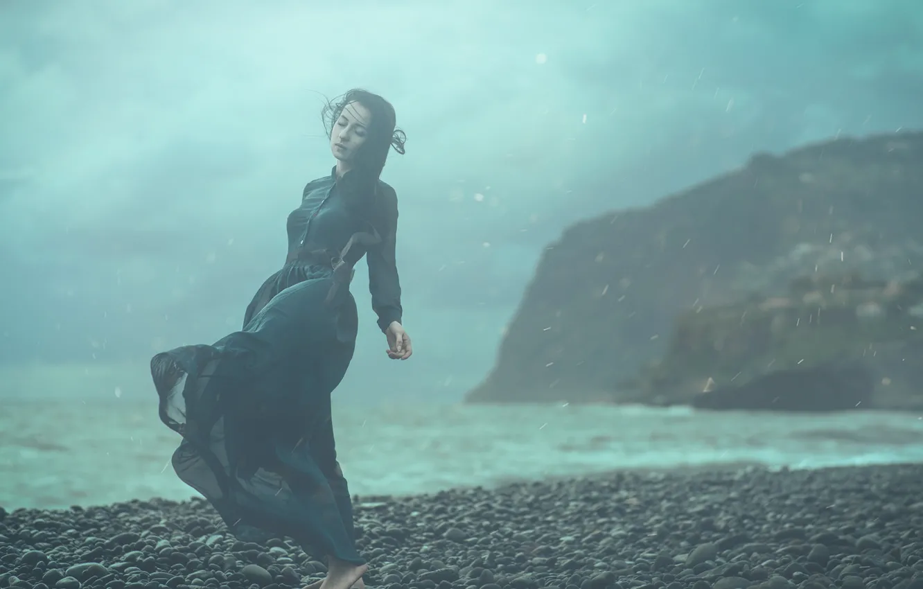 Photo wallpaper sea, girl, mood, the situation