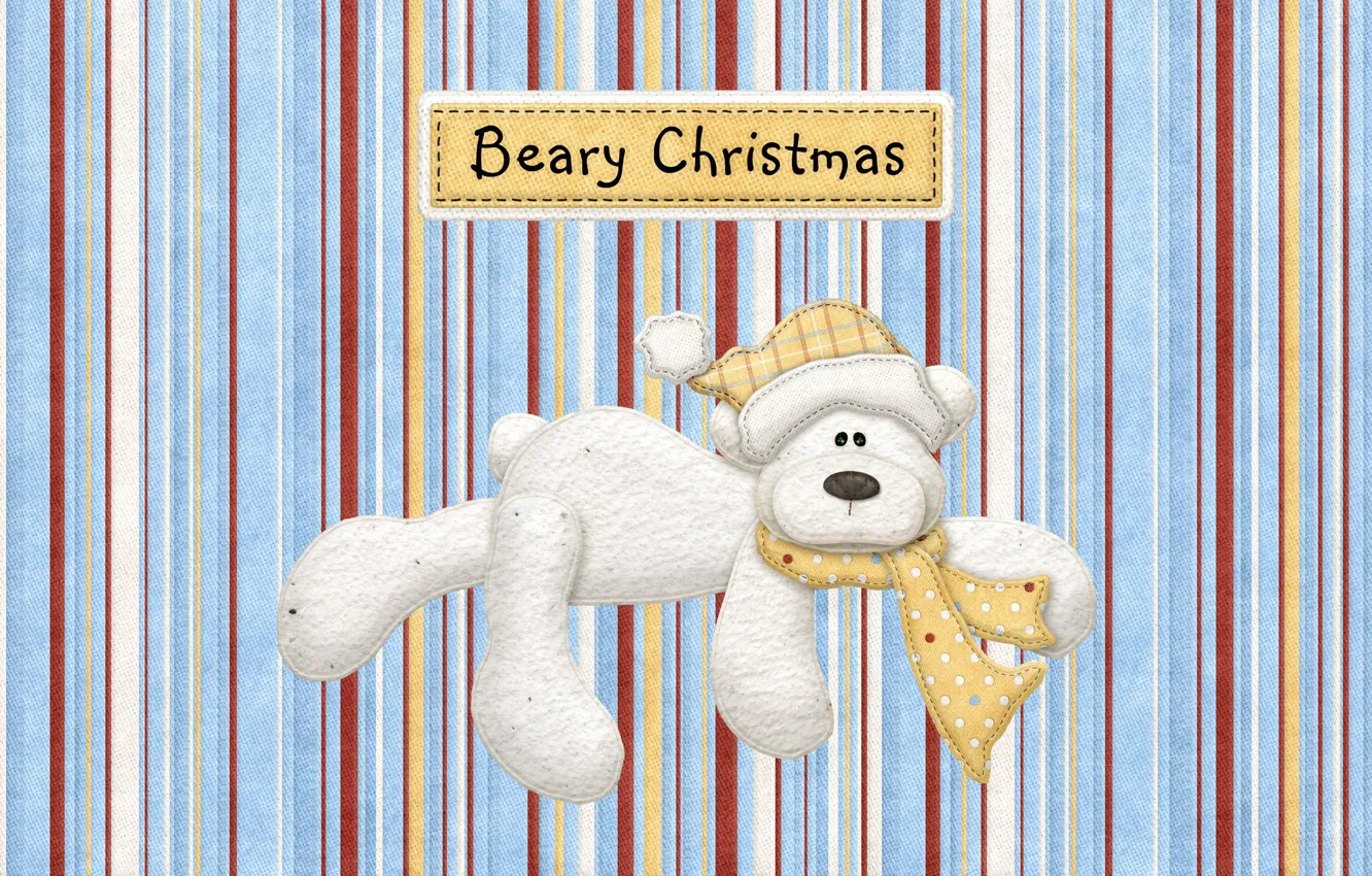 Photo wallpaper the inscription, texture, bear, Christmas