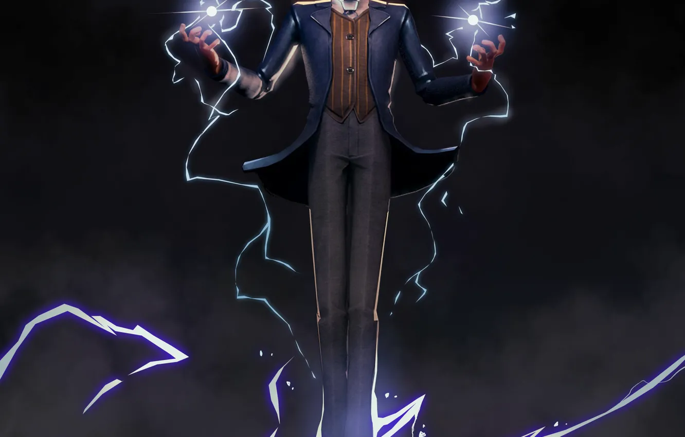 Photo wallpaper lightning, lightning, power, Tesla, Tesla, physicist, Nikola Tesla