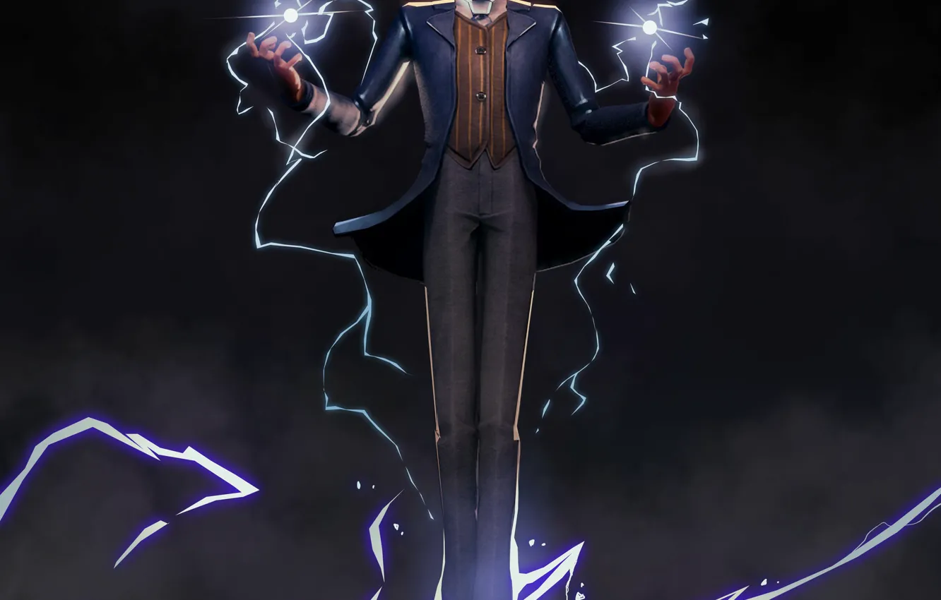 Photo wallpaper lightning, Lightning, power, Tesla, physicist, Tesla, Nikola Tesla