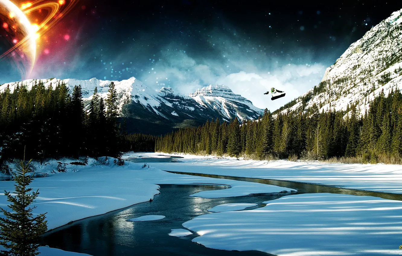Photo wallpaper winter, mountains, winter