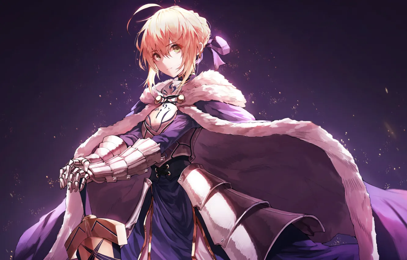 Photo wallpaper girl, sword, armor, Fate Stay Night, saber, anime, art