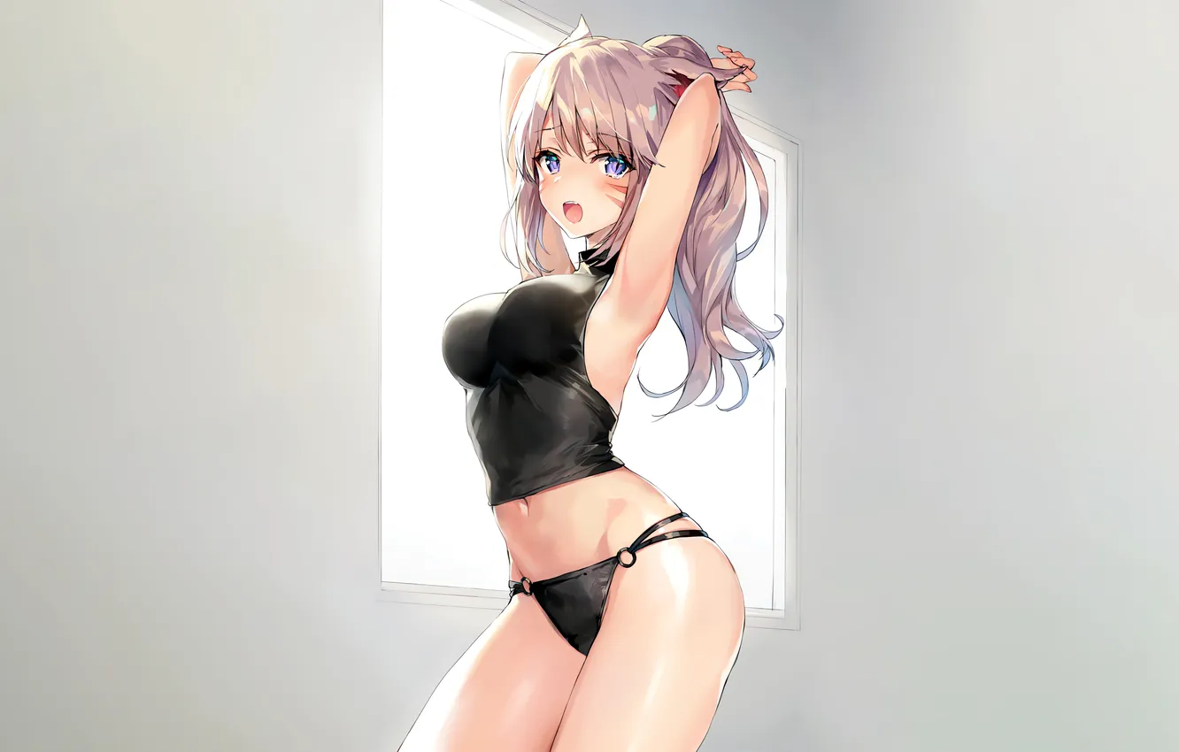 Photo wallpaper girl, sexy, lingerie, Final Fantasy, blouse, panties, long hair, boobs