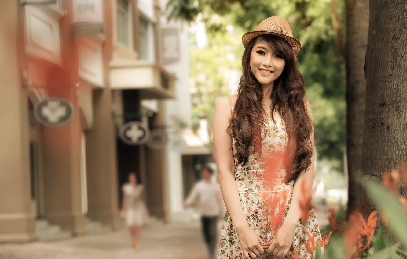 Photo wallpaper girl, the city, street