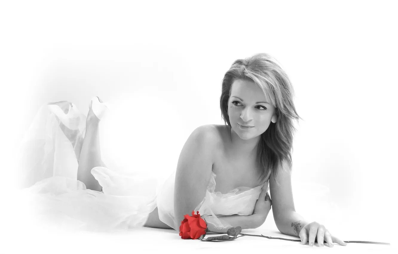 Photo wallpaper look, girl, roses