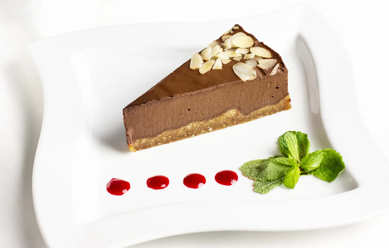 Photo wallpaper chocolate, plate, cream, dessert, souffle