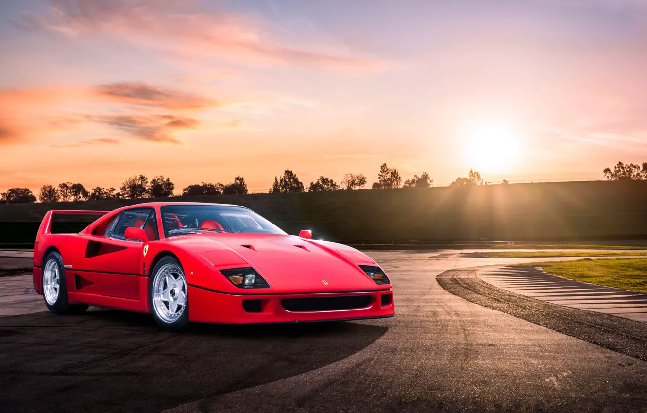 Photo wallpaper Red, F40, Sun, Shadow