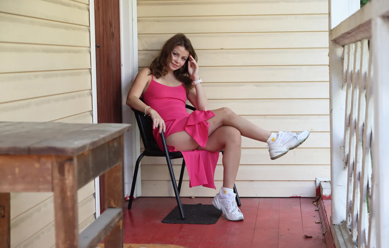 Photo wallpaper girl, dress, beautiful, model, sweet, sneakers, Charming