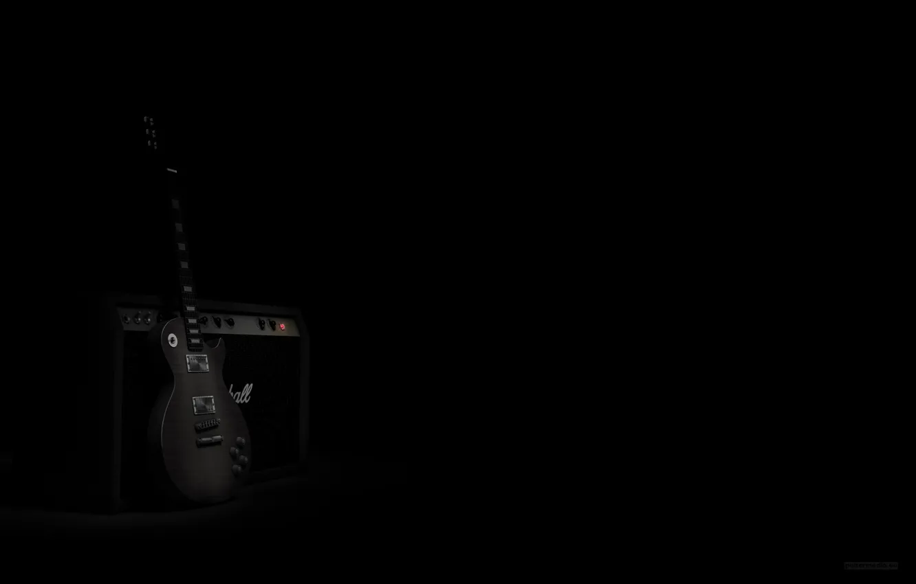 Photo wallpaper darkness, guitar, speaker, black