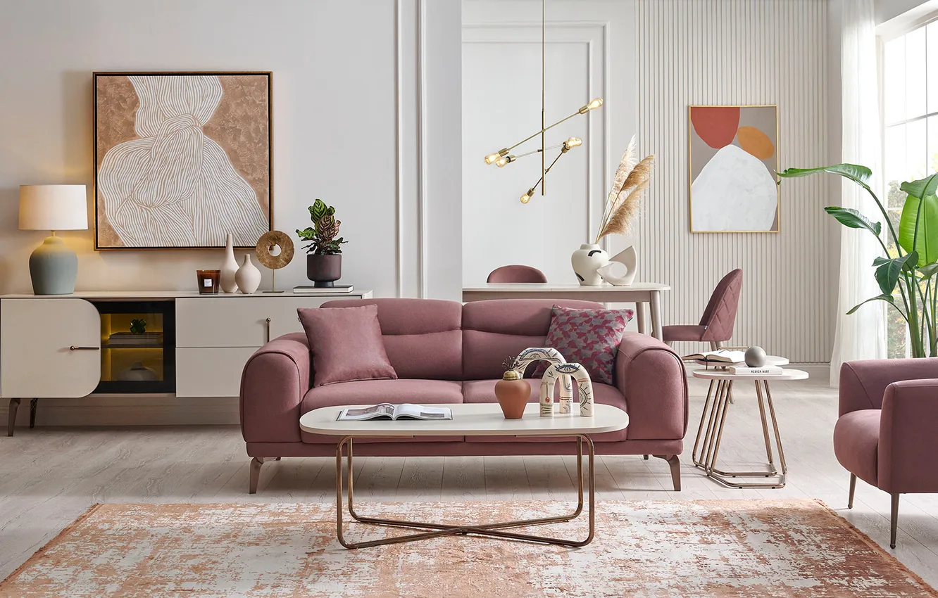 Photo wallpaper design, style, interior, living room, dining room, upholstered furniture