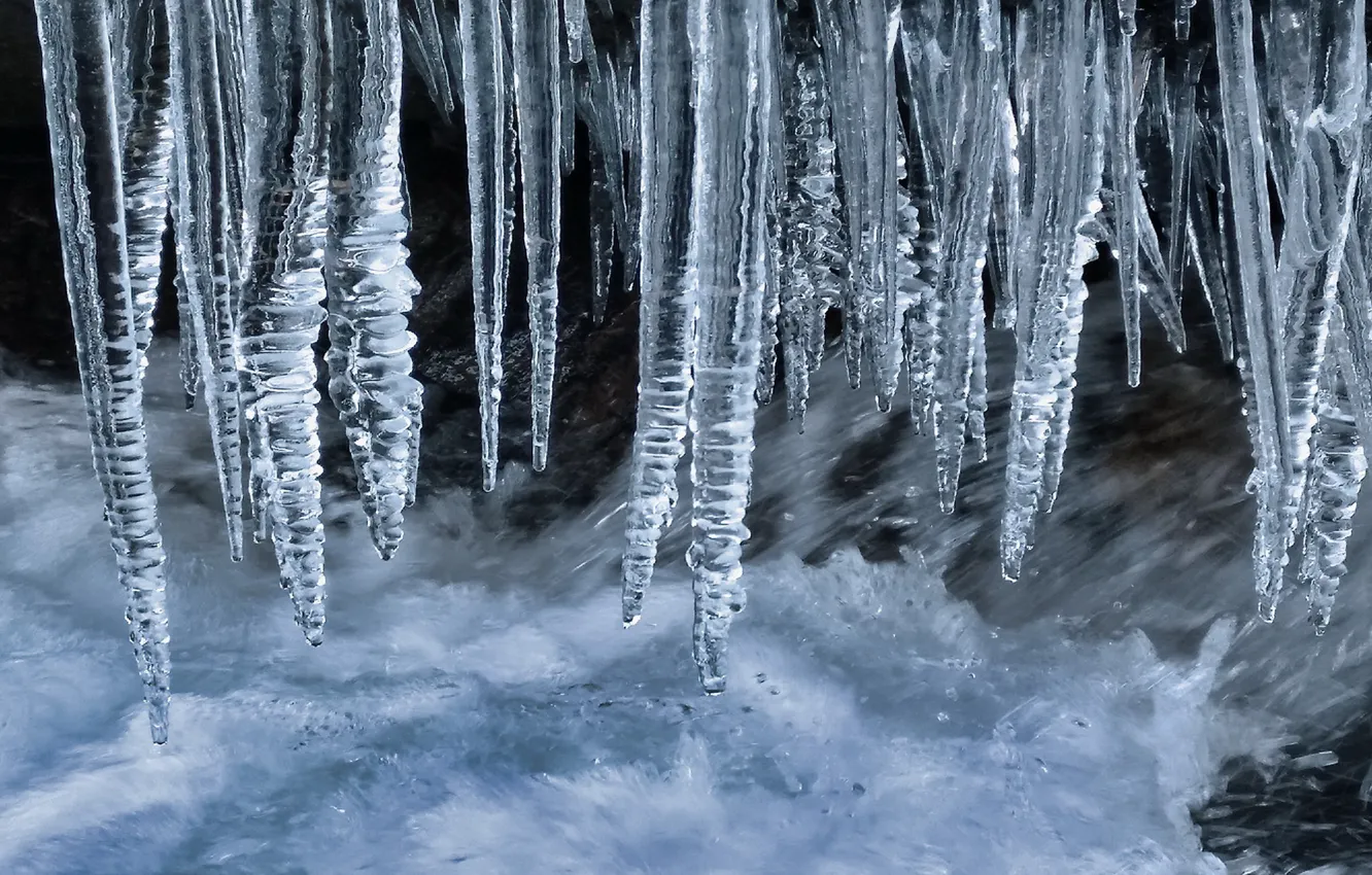 Photo wallpaper ice, nature, icicles