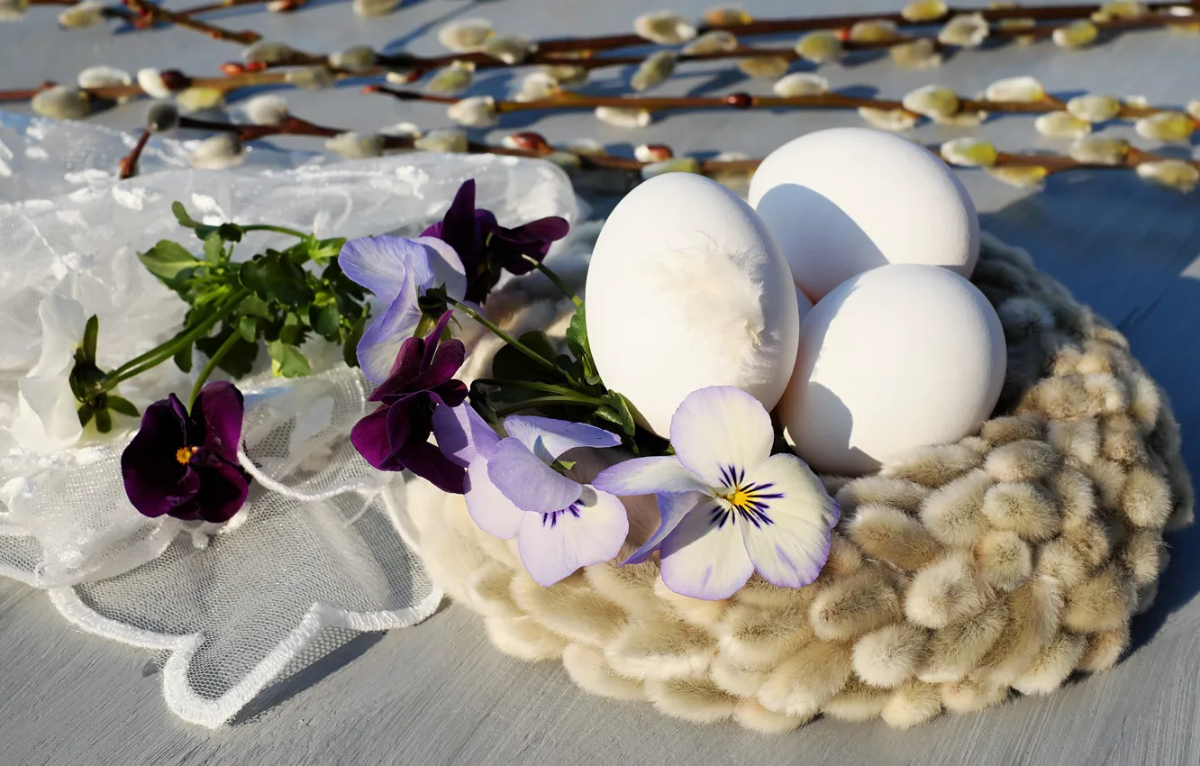 Photo wallpaper flowers, holiday, eggs, Easter, Verba