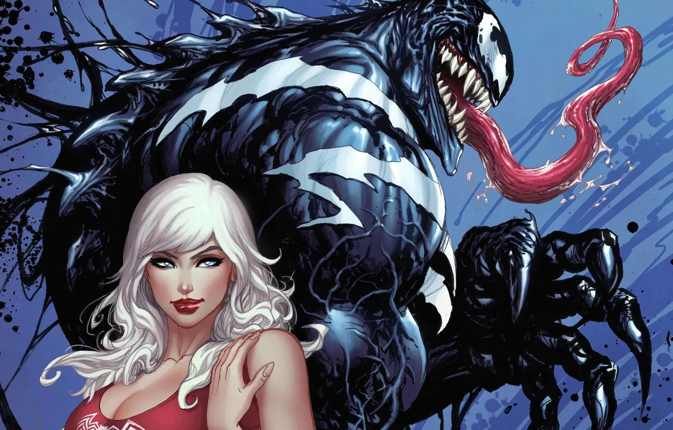 Photo wallpaper Marvel, black cat, Venom, Venom, black cat