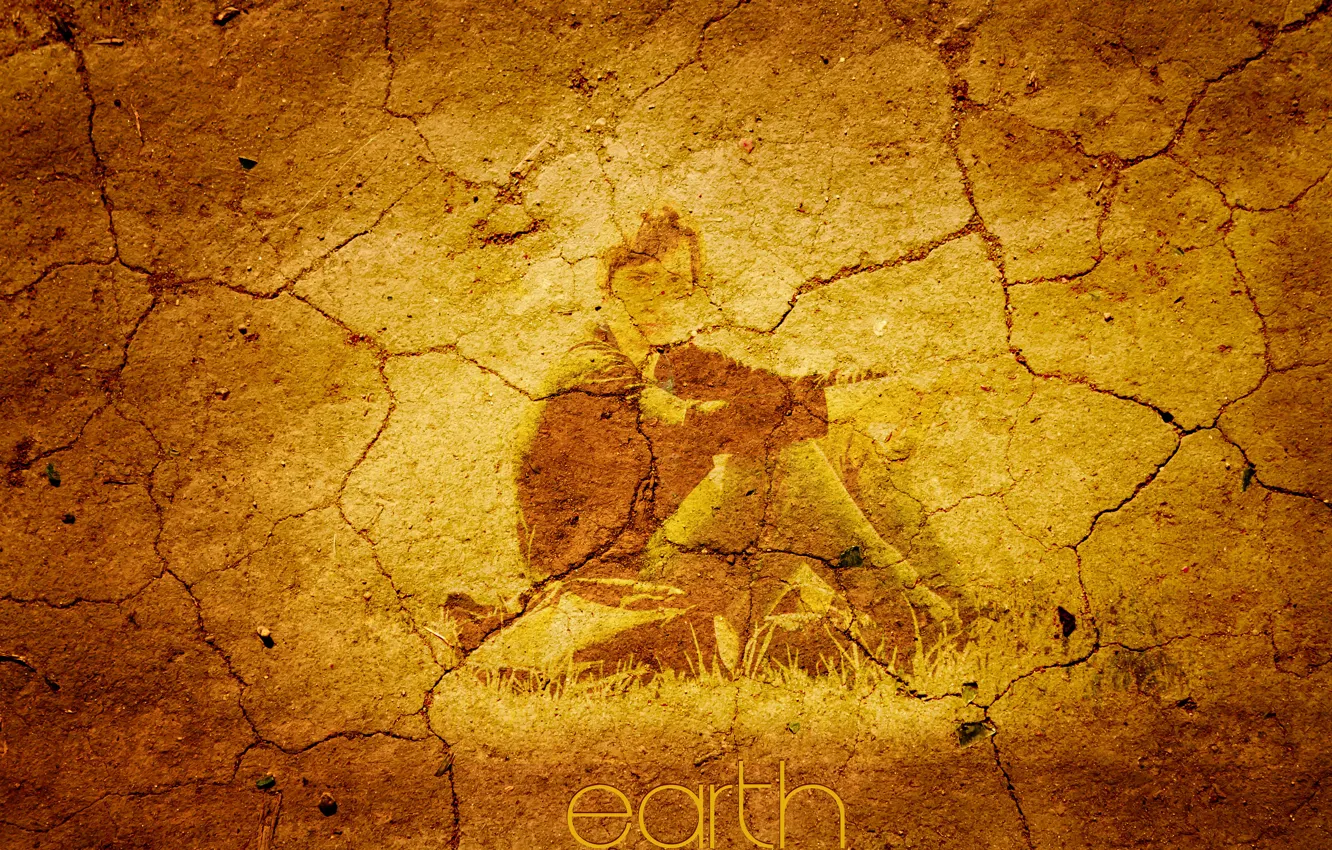 Photo wallpaper cracked, the inscription, Earth, book, guy