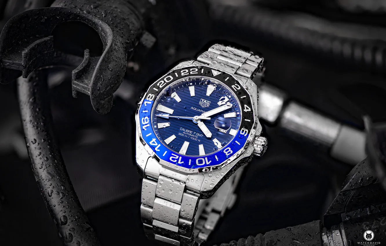 Photo wallpaper watch, TAG Heuer, GMT, Aquaracer