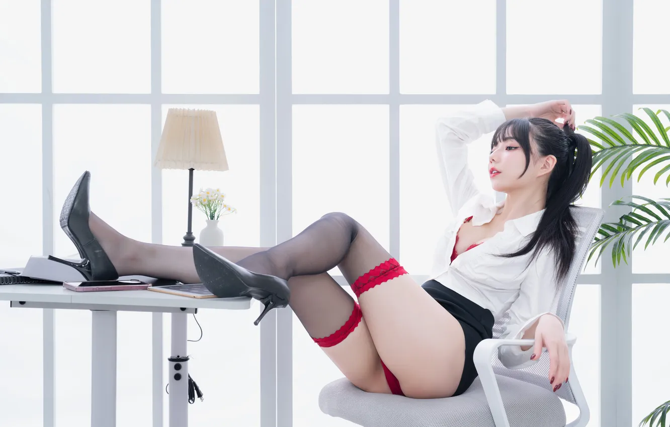 Photo wallpaper girl, pose, Asian