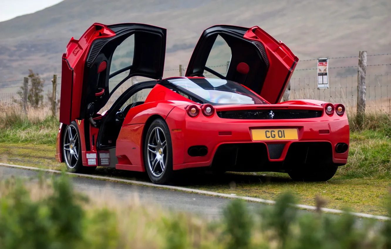 Photo wallpaper Ferrari, Ferrari Enzo, Enzo, rear view, butterfly doors