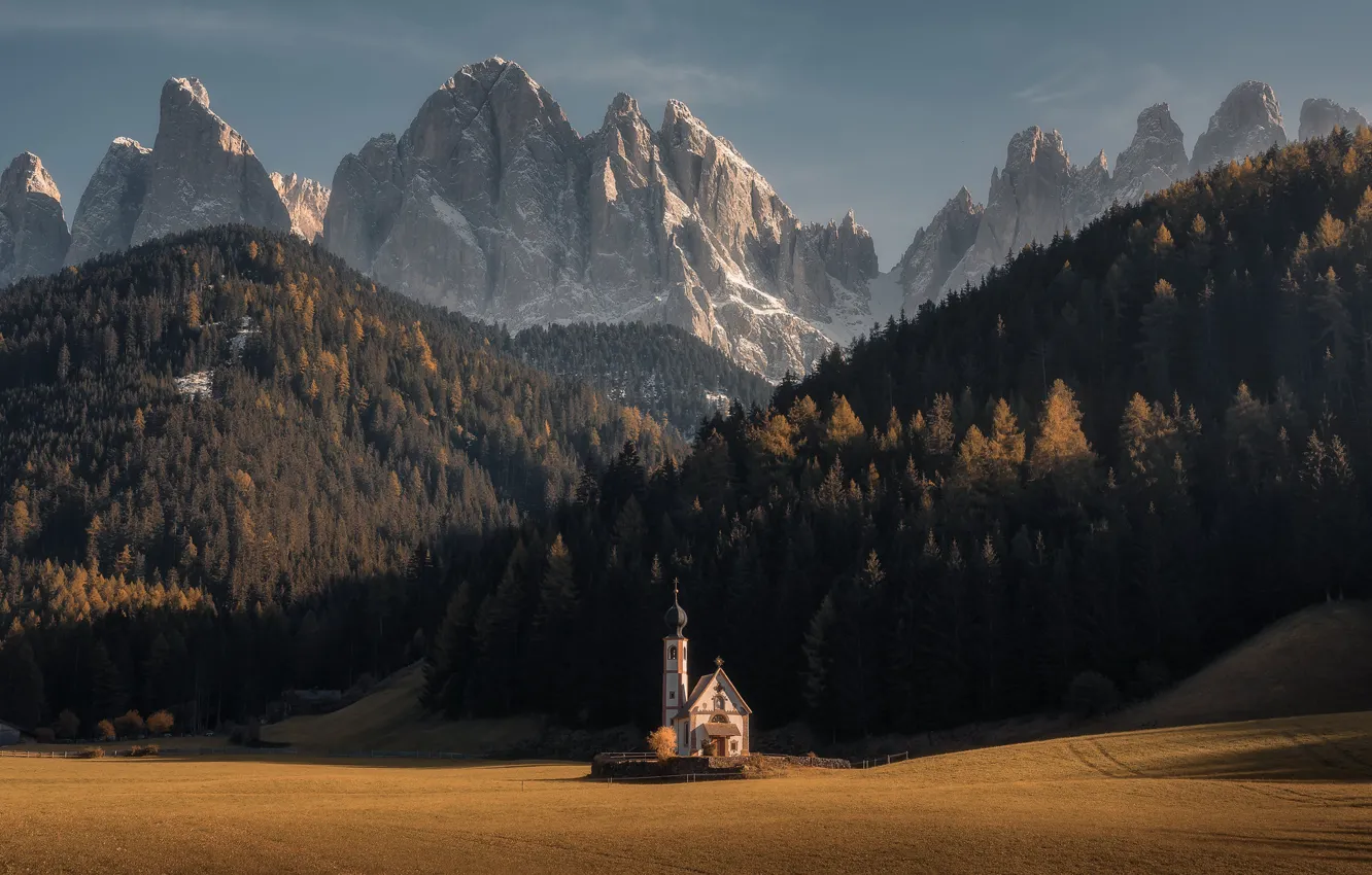 Photo wallpaper mountains, valley, temple