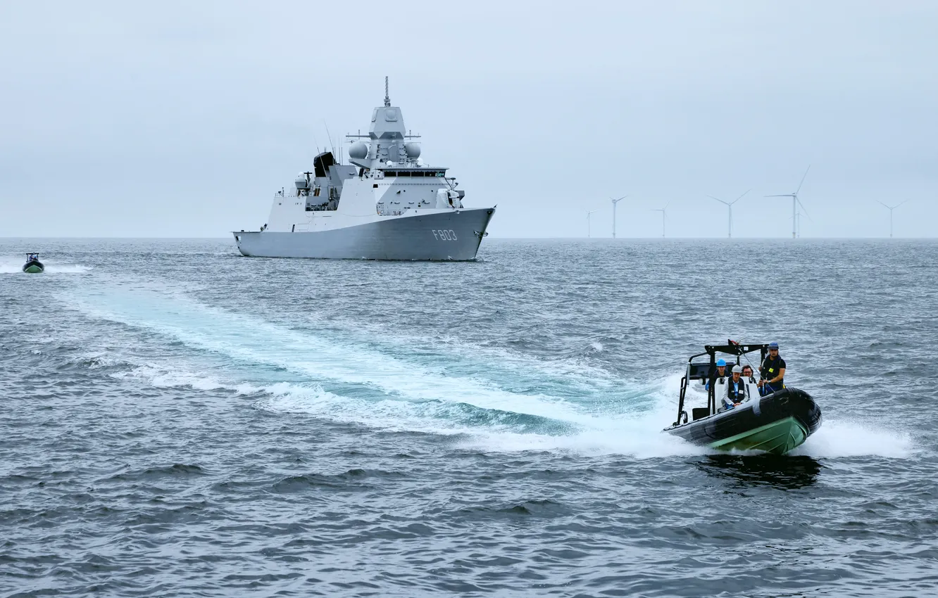 Photo wallpaper Netherlands, exercises, Frigate, HNLMS Tromp
